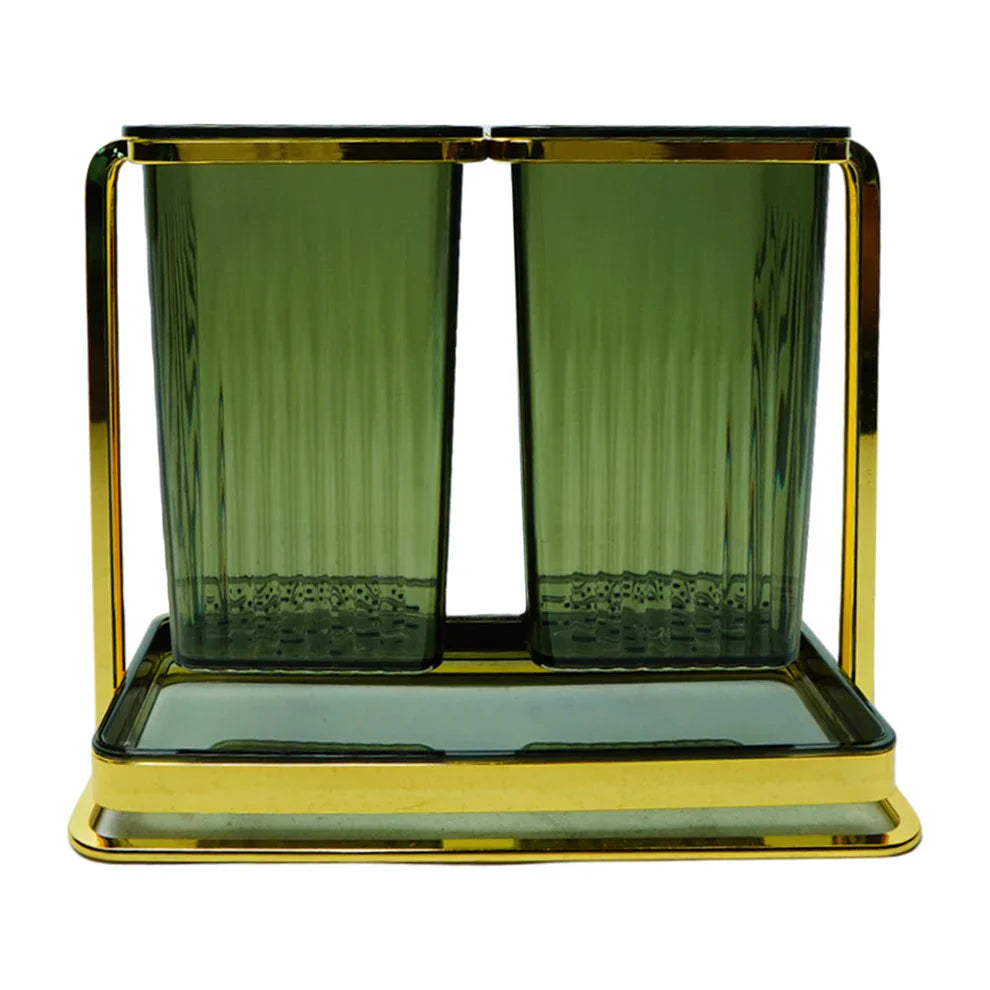 Premium Acrylic Utensil Holder with Metal Frame