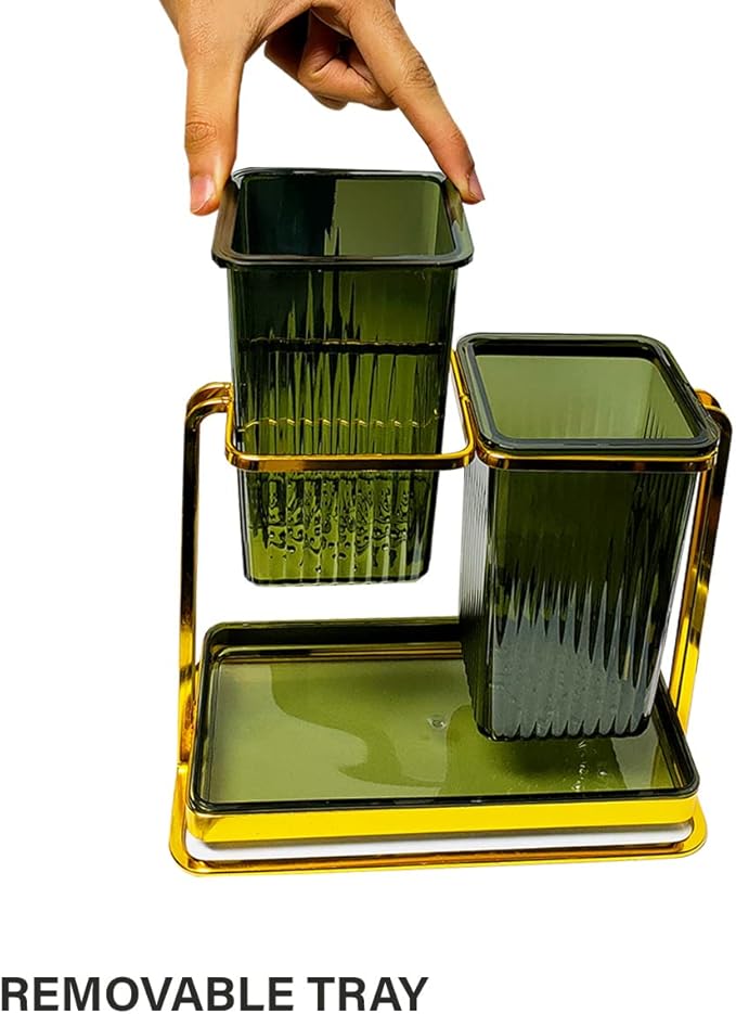 Premium Acrylic Utensil Holder with Metal Frame