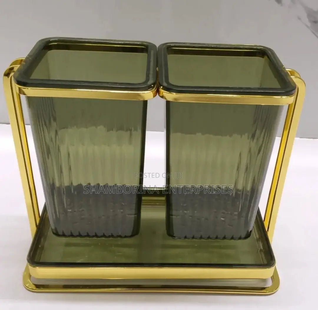 Premium Acrylic Utensil Holder with Metal Frame