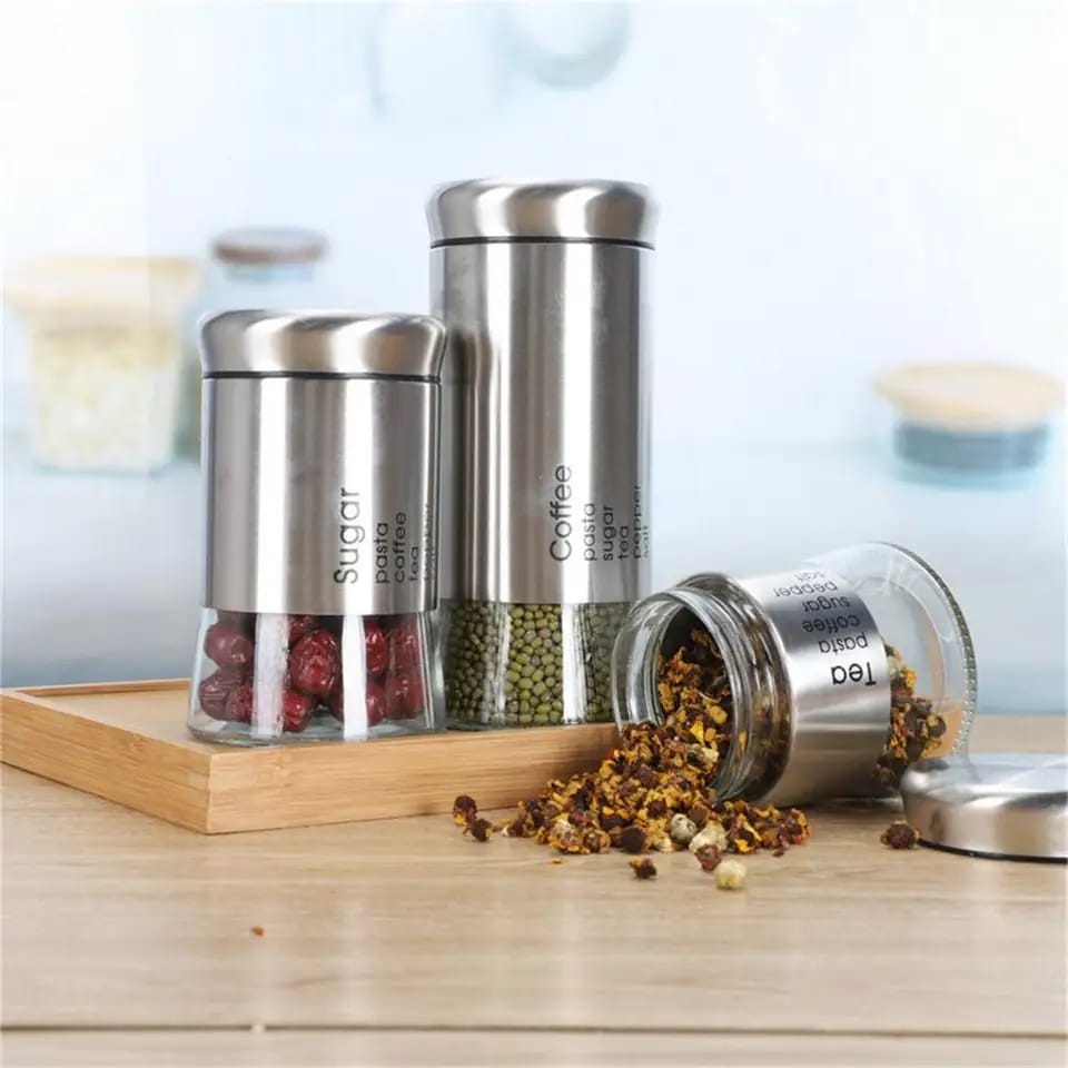 Airtight Glass Storage Jar Set (3 Pcs)